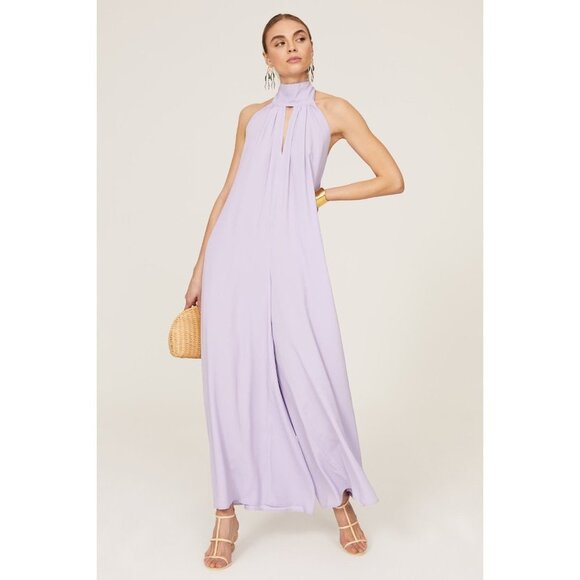 SFIZIO Lavender Purple Halter Sleeveless Wide Leg Scarf Jumpsuit Women's Size 6 - Picture 1 of 14